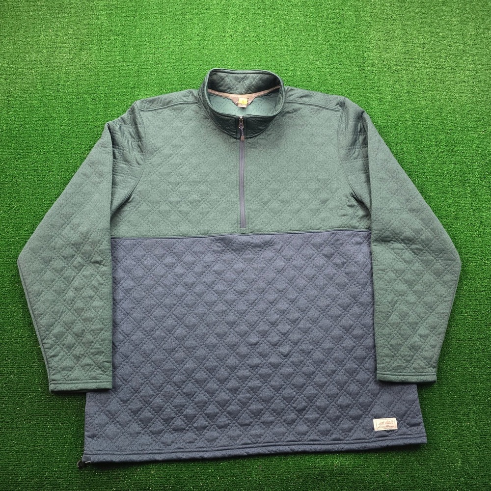 Eddie Bauer Travex Expedition Quilted Sweatshirt Mens 2XLT Blue Green Outdoors‎